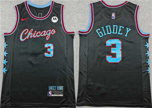 Men's Chicago Bulls #3 Josh Giddey Black 2025-26 City Edition Stitched Jersey,We sell and wholesale Men's Chicago Bulls #3 Josh Giddey Black 2025-26 City Edition Stitched Jersey on line form chian!
