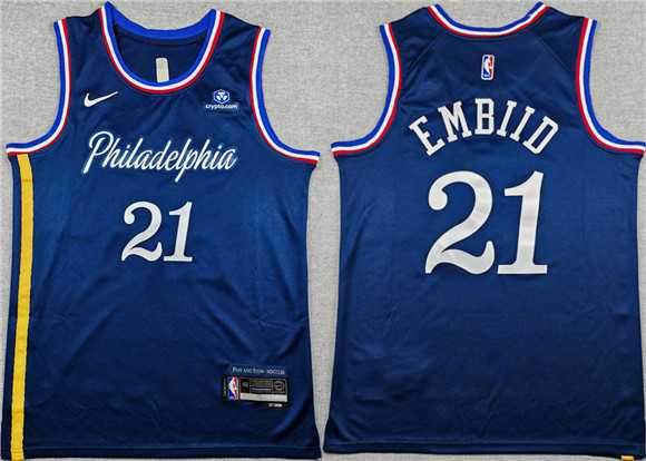 Men's Philadelphia 76ers #21 Joel Embiid Navy 2025-26 City Edition Stitched Jersey,We sell and wholesale Men's Philadelphia 76ers #21 Joel Embiid Navy 2025-26 City Edition Stitched Jersey on line form chian!