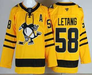 Men's Pittsburgh Penguins #58 Kris Letang Yellow Alternate Authentic Jersey,We sell and wholesale Men's Pittsburgh Penguins #58 Kris Letang Yellow Alternate Authentic Jersey on line form chian!