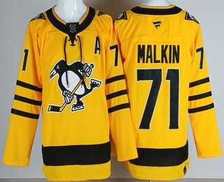 Men's Pittsburgh Penguins #71 Evgeni Malkin Yellow Alternate Authentic Jersey,We sell and wholesale Men's Pittsburgh Penguins #71 Evgeni Malkin Yellow Alternate Authentic Jersey on line form chian!