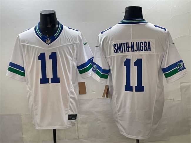 Men's Seattle Seahawks #11 Jaxon Smith-Njigba White F.U.S.E. Vapor Throwback Limited Stitched Jersey,We sell and wholesale Men's Seattle Seahawks #11 Jaxon Smith-Njigba White F.U.S.E. Vapor Throwback Limited Stitched Jersey on line form chian!