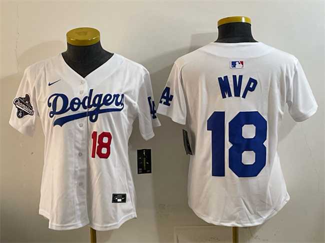 Women's Los Angeles Dodgers #18 MVP White 2025 World Series Champions Patch Limited Stitched Jersey Dzhi,We sell and wholesale Women's Los Angeles Dodgers #18 MVP White 2025 World Series Champions Patch Limited Stitched Jersey Dzhi on line form chian!