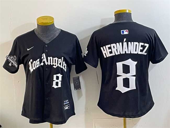Women's Los Angeles Dodgers #8 Enrique Hernandez Black 2025 World Series Champions LA Gothic Edition Limited Stitched Jersey Dzhi,We sell and wholesale Women's Los Angeles Dodgers #8 Enrique Hernandez Black 2025 World Series Champions LA Gothic Edition Limited Stitched Jersey Dzhi on line form chian!