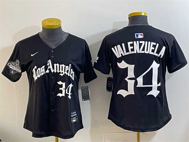 Women's Los Angeles Dodgers #34 Fernando Valenzuela Black 2025 World Series Champions LA Gothic Edition Limited Stitched Jersey Dzhi,We sell and wholesale Women's Los Angeles Dodgers #34 Fernando Valenzuela Black 2025 World Series Champions LA Gothic Edition Limited Stitched Jersey Dzhi on line form chian!