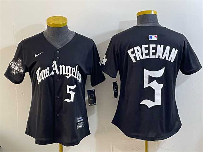 Women's Los Angeles Dodgers #5 Freddie Freeman Black 2025 World Series Champions LA Gothic Edition Limited Stitched Jersey Dzhi,We sell and wholesale Women's Los Angeles Dodgers #5 Freddie Freeman Black 2025 World Series Champions LA Gothic Edition Limited Stitched Jersey Dzhi on line form chian!
