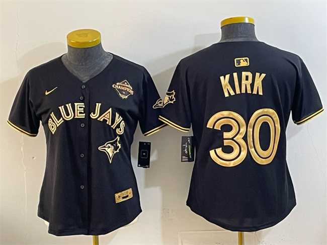 Women's Toronto Blue Jays #30 Alejandro Kirk Black Gold 2025 American League Champions Limited Stitched Jersey Dzhi,We sell and wholesale Women's Toronto Blue Jays #30 Alejandro Kirk Black Gold 2025 American League Champions Limited Stitched Jersey Dzhi on line form chian!