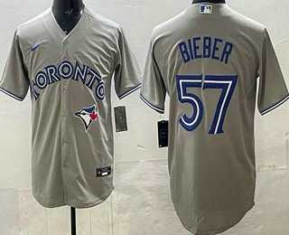 Men's Toronto Blue Jays #57 Shane Bieber Gray Cool Base Jersey,We sell and wholesale Men's Toronto Blue Jays #57 Shane Bieber Gray Cool Base Jersey on line form chian!