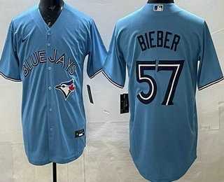 Men's Toronto Blue Jays #57 Shane Bieber Light Blue Cool Base Jersey,We sell and wholesale Men's Toronto Blue Jays #57 Shane Bieber Light Blue Cool Base Jersey on line form chian!