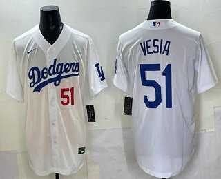 Men's Los Angeles Dodgers #51 Alex Vesia White Stitched Cool Base Nike Jersey,We sell and wholesale Men's Los Angeles Dodgers #51 Alex Vesia White Stitched Cool Base Nike Jersey on line form chian!