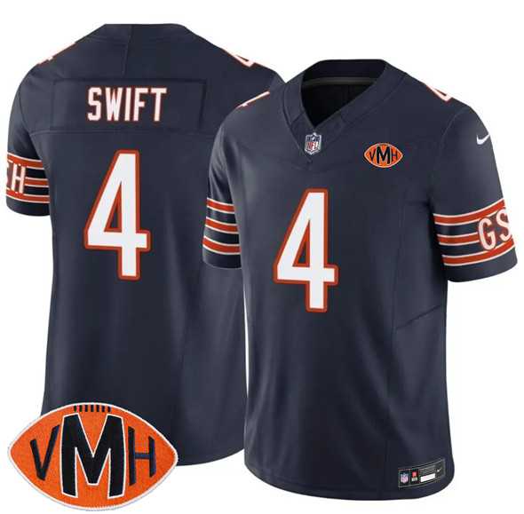 Men's Chicago Bears #4 D'Andre Swift Navy 2025 F.U.S.E. With Illinois and VMH Patch Vapor Untouchable Limited Stitched Jersey Dzhi,We sell and wholesale Men's Chicago Bears #4 D'Andre Swift Navy 2025 F.U.S.E. With Illinois and VMH Patch Vapor Untouchable Limited Stitched Jersey Dzhi on line form chian!