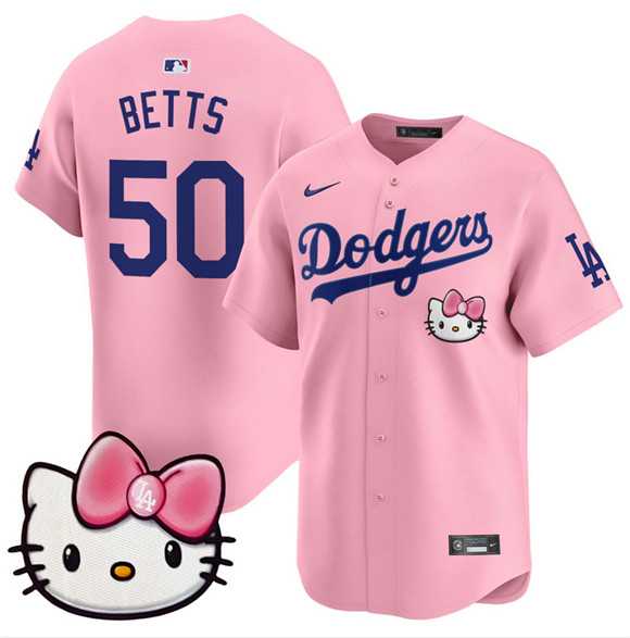 Men's Los Angeles Dodgers #50 Mookie Betts Pink 2025 Hello Kitty Vapor Limited Stitched Jersey Dzhi,We sell and wholesale Men's Los Angeles Dodgers #50 Mookie Betts Pink 2025 Hello Kitty Vapor Limited Stitched Jersey Dzhi on line form chian!