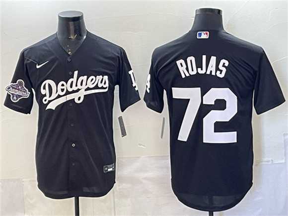 Men's Los Angeles Dodgers #72 Miguel Rojas Black 2025 World Series Champions Patch Cool Base Stitched Jersey Dzhi,We sell and wholesale Men's Los Angeles Dodgers #72 Miguel Rojas Black 2025 World Series Champions Patch Cool Base Stitched Jersey Dzhi on line form chian!