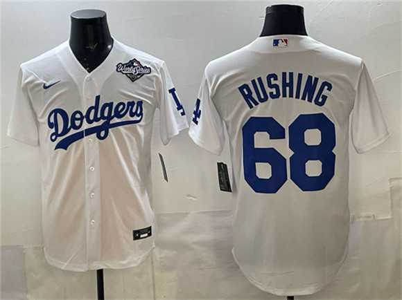 Men's Los Angeles Dodgers #68 Dalton Rushing White 2025 World Series Patch Cool Base Stitched Jersey Dzhi,We sell and wholesale Men's Los Angeles Dodgers #68 Dalton Rushing White 2025 World Series Patch Cool Base Stitched Jersey Dzhi on line form chian!