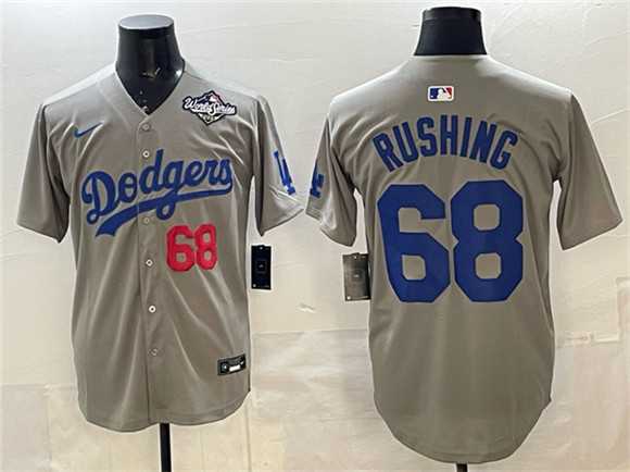 Men's Los Angeles Dodgers #68 Dalton Rushing Gray 2025 World Series Patch Limited Stitched Jersey Dzhi,We sell and wholesale Men's Los Angeles Dodgers #68 Dalton Rushing Gray 2025 World Series Patch Limited Stitched Jersey Dzhi on line form chian!
