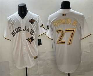 Men's Toronto Blue Jays #27 Vladimir Guerrero Jr White Gold 2025 American League Champions Limited Stitched Jersey Dzhi,We sell and wholesale Men's Toronto Blue Jays #27 Vladimir Guerrero Jr White Gold 2025 American League Champions Limited Stitched Jersey Dzhi on line form chian!