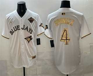 Men's Toronto Blue Jays #4 George Springer White Gold 2025 American League Champions Limited Stitched Jersey Dzhi,We sell and wholesale Men's Toronto Blue Jays #4 George Springer White Gold 2025 American League Champions Limited Stitched Jersey Dzhi on line form chian!