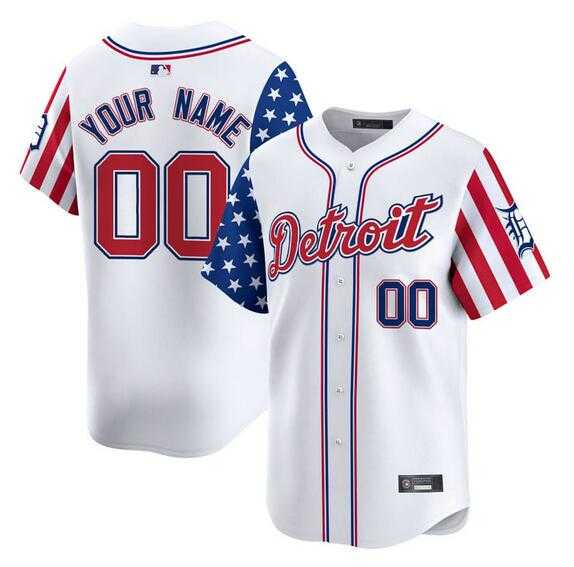 Men's Detroit Tigers ACTIVE PLAYER Custom White 2025 Independence Day Vapor Premier Limited Stitched Baseball Jersey,We sell and wholesale Men's Detroit Tigers ACTIVE PLAYER Custom White 2025 Independence Day Vapor Premier Limited Stitched Baseball Jersey on line form chian!