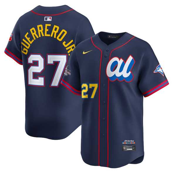 Men's American League #27 Vladimir Guerrero Jr. Navy 2025 All-Star Edition Limited Stitched Baseball Jersey,We sell and wholesale Men's American League #27 Vladimir Guerrero Jr. Navy 2025 All-Star Edition Limited Stitched Baseball Jersey on line form chian!