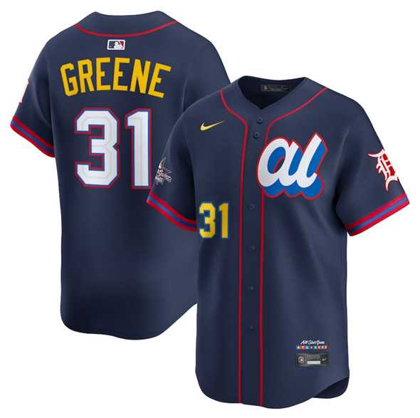 Men's American League #31 Riley Greene Navy 2025 All-Star Edition Limited Stitched Baseball Jersey,We sell and wholesale Men's American League #31 Riley Greene Navy 2025 All-Star Edition Limited Stitched Baseball Jersey on line form chian!