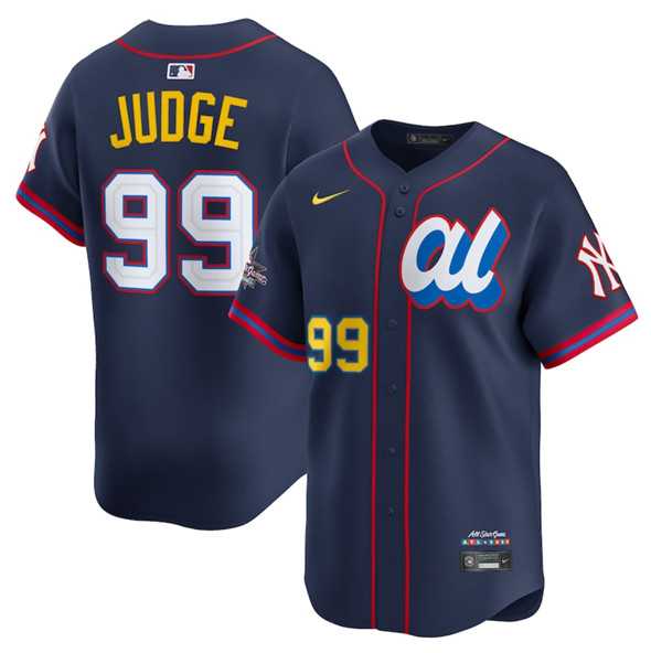 Men's American League #99 Aaron Judge Navy 2025 All-Star Edition Limited Stitched Baseball Jersey,We sell and wholesale Men's American League #99 Aaron Judge Navy 2025 All-Star Edition Limited Stitched Baseball Jersey on line form chian!