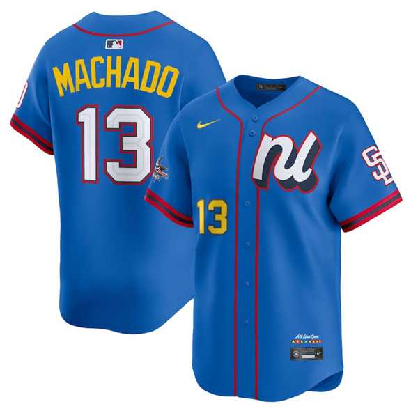 Men's National League #13 Manny Machado Blue 2025 All-Star Edition Limited Stitched Baseball Jersey,We sell and wholesale Men's National League #13 Manny Machado Blue 2025 All-Star Edition Limited Stitched Baseball Jersey on line form chian!