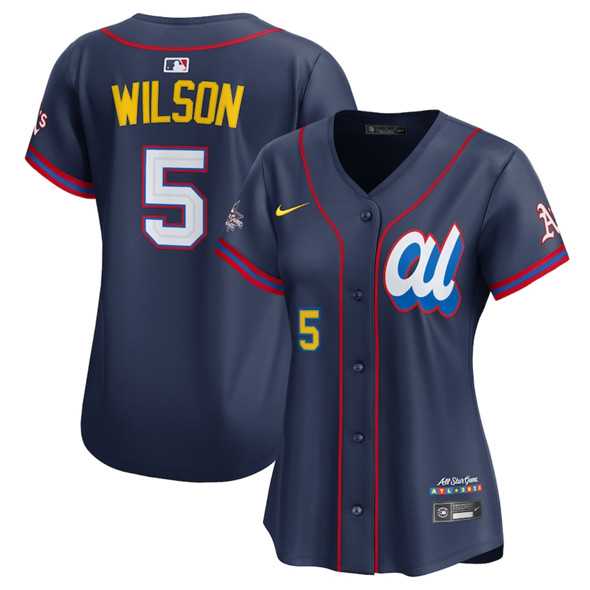 Women's American League #5 Jacob Wilson Navy 2025 All-Star Edition Limited Stitched Baseball Jersey(Run Small),We sell and wholesale Women's American League #5 Jacob Wilson Navy 2025 All-Star Edition Limited Stitched Baseball Jersey(Run Small) on line form chian!