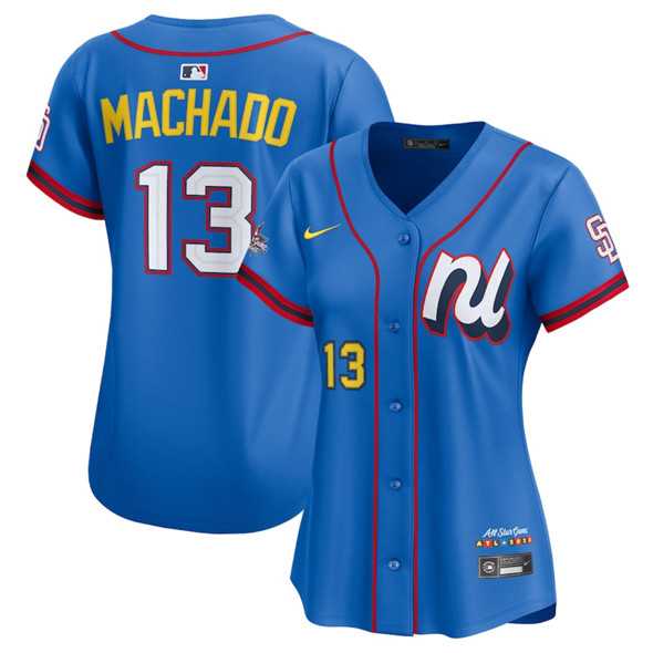 Women's National League #13 Manny Machado Blue 2025 All-Star Edition Limited Stitched Baseball Jersey(Run Small),We sell and wholesale Women's National League #13 Manny Machado Blue 2025 All-Star Edition Limited Stitched Baseball Jersey(Run Small) on line form chian!