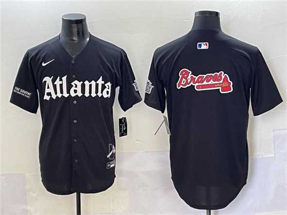 Men's Atlanta Braves Black Team Big Logo Gothic South x Outkast Edition Vapor Limited Stitched Baseball Jersey,We sell and wholesale Men's Atlanta Braves Black Team Big Logo Gothic South x Outkast Edition Vapor Limited Stitched Baseball Jersey on line form chian!