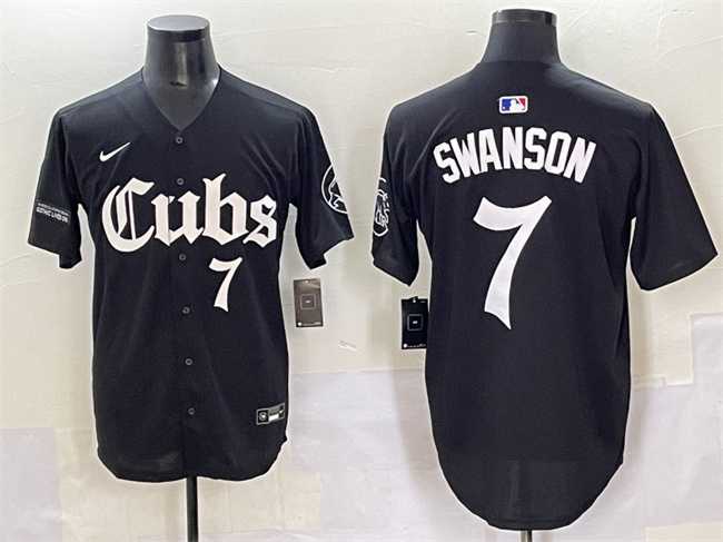 Men's Chicago Cubs #7 Dansby Swanson Black 'Gothic North Side Edition' Vapor Premier Limited Stitched Baseball Jersey,We sell and wholesale Men's Chicago Cubs #7 Dansby Swanson Black 'Gothic North Side Edition' Vapor Premier Limited Stitched Baseball Jersey on line form chian!