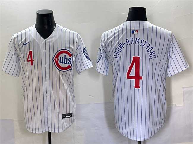 Men's Chicago Cubs #4 Pete Crow-Armstrong White Pinstripe 2nd Alternate Limited Stitched Baseball Jersey,We sell and wholesale Men's Chicago Cubs #4 Pete Crow-Armstrong White Pinstripe 2nd Alternate Limited Stitched Baseball Jersey on line form chian!