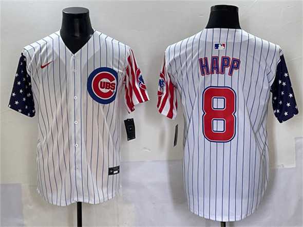 Men's Chicago Cubs #8 Ian Happ White Pinstripe 2025 Independence Day Vapor Premier Limited Stitched Baseball Jersey,We sell and wholesale Men's Chicago Cubs #8 Ian Happ White Pinstripe 2025 Independence Day Vapor Premier Limited Stitched Baseball Jersey on line form chian!