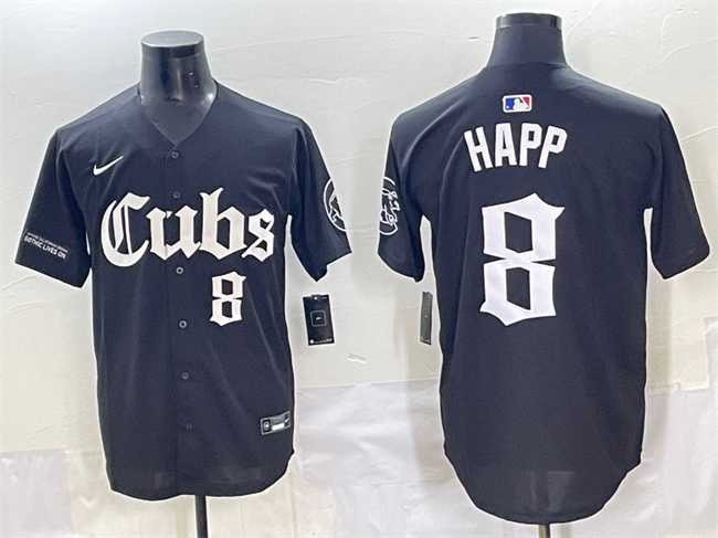 Men's Chicago Cubs #8 Ian Happ Black 'Gothic North Side Edition' Vapor Premier Limited Stitched Baseball Jersey,We sell and wholesale Men's Chicago Cubs #8 Ian Happ Black 'Gothic North Side Edition' Vapor Premier Limited Stitched Baseball Jersey on line form chian!