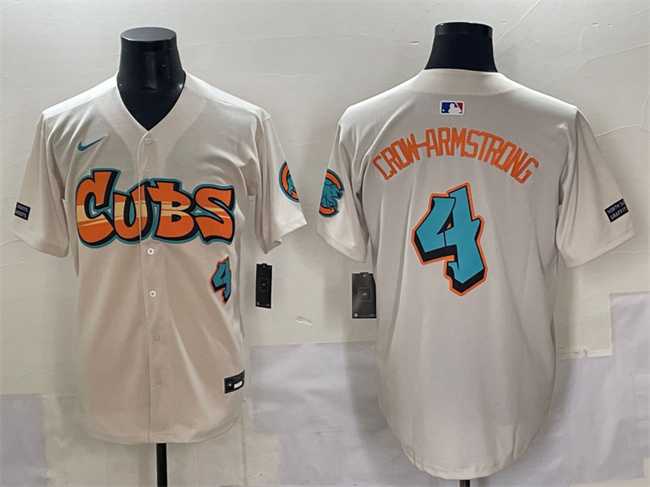 Men's Chicago Cubs #4 Pete Crow-Armstrong Cream 'Graffiti North Side Edition' Vapor Premier Limited Stitched Baseball Jersey,We sell and wholesale Men's Chicago Cubs #4 Pete Crow-Armstrong Cream 'Graffiti North Side Edition' Vapor Premier Limited Stitched Baseball Jersey on line form chian!