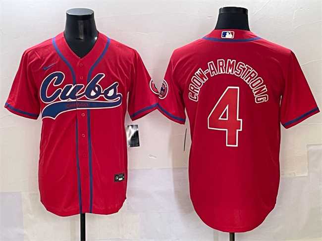 Men's Chicago Cubs #4 Pete Crow-Armstrong Red Cool Base Stitched Baseball Jersey,We sell and wholesale Men's Chicago Cubs #4 Pete Crow-Armstrong Red Cool Base Stitched Baseball Jersey on line form chian!