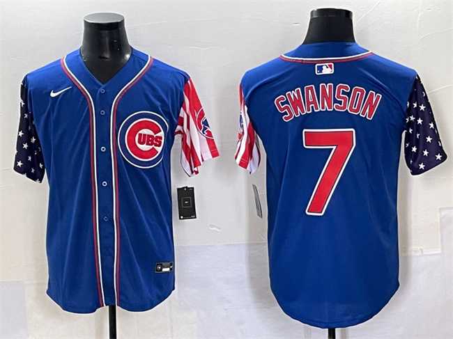 Men's Chicago Cubs #7 Dansby Swanson Royal 2025 Independence Day Vapor Premier Limited Stitched Baseball Jersey,We sell and wholesale Men's Chicago Cubs #7 Dansby Swanson Royal 2025 Independence Day Vapor Premier Limited Stitched Baseball Jersey on line form chian!