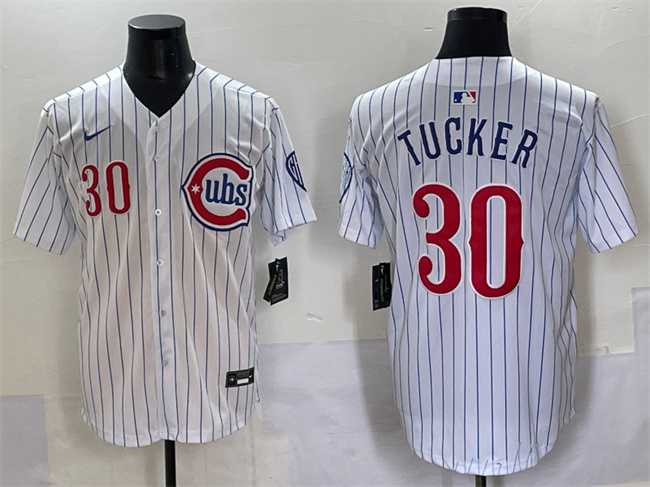 Men's Chicago Cubs #30 Kyle Tucker White Pinstripe 2nd Alternate Limited Stitched Baseball Jersey,We sell and wholesale Men's Chicago Cubs #30 Kyle Tucker White Pinstripe 2nd Alternate Limited Stitched Baseball Jersey on line form chian!