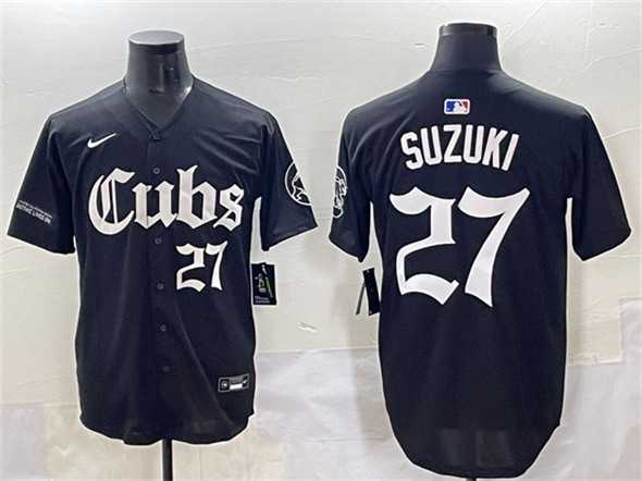 Men's Chicago Cubs #27 Seiya Suzuki Black 'Gothic North Side Edition' Vapor Premier Limited Stitched Baseball Jersey,We sell and wholesale Men's Chicago Cubs #27 Seiya Suzuki Black 'Gothic North Side Edition' Vapor Premier Limited Stitched Baseball Jersey on line form chian!