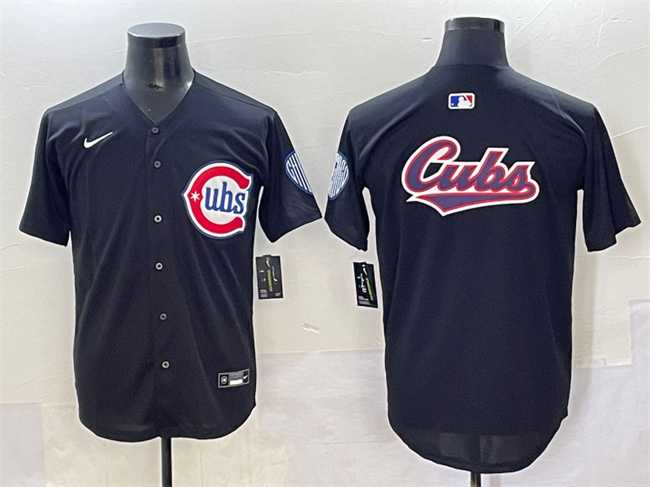 Men's Chicago Cubs Team Big Logo Black Limited Stitched Baseball Jersey,We sell and wholesale Men's Chicago Cubs Team Big Logo Black Limited Stitched Baseball Jersey on line form chian!
