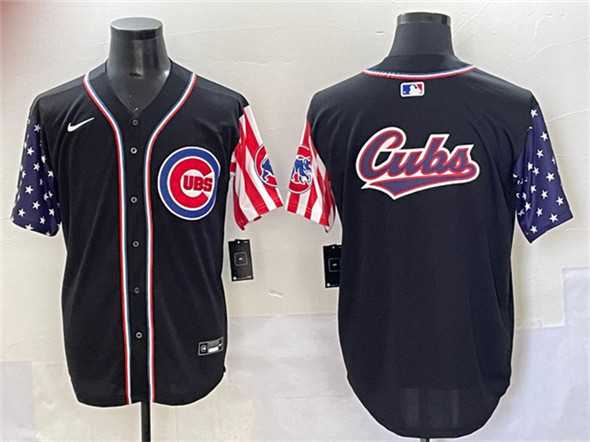 Men's Chicago Cubs Team Big Logo Black 2025 Independence Day Vapor Premier Limited Stitched Baseball Jersey,We sell and wholesale Men's Chicago Cubs Team Big Logo Black 2025 Independence Day Vapor Premier Limited Stitched Baseball Jersey on line form chian!
