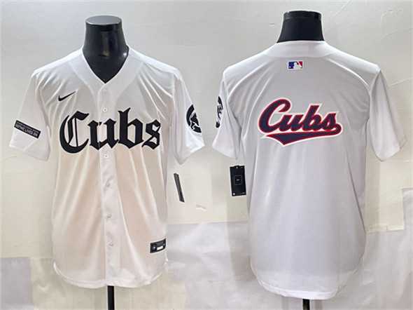 Men's Chicago Cubs Team Big Logo White 'Gothic North Side Edition' Vapor Premier Limited Stitched Baseball Jersey,We sell and wholesale Men's Chicago Cubs Team Big Logo White 'Gothic North Side Edition' Vapor Premier Limited Stitched Baseball Jersey on line form chian!