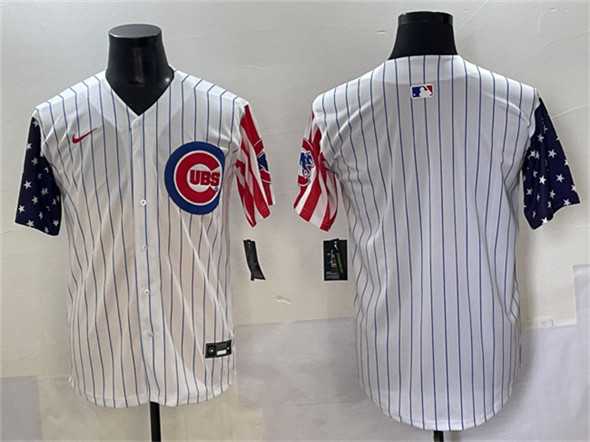 Men's Chicago Cubs Blank White Pinstripe 2025 Independence Day Vapor Premier Limited Stitched Baseball Jersey,We sell and wholesale Men's Chicago Cubs Blank White Pinstripe 2025 Independence Day Vapor Premier Limited Stitched Baseball Jersey on line form chian!