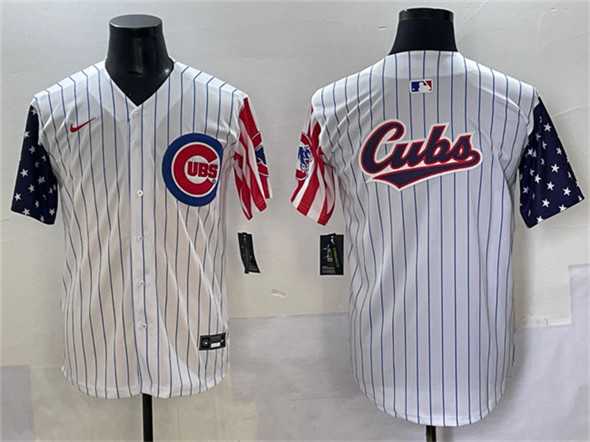 Men's Chicago Cubs Team Big Logo White Pinstripe 2025 Independence Day Vapor Premier Limited Stitched Baseball Jersey,We sell and wholesale Men's Chicago Cubs Team Big Logo White Pinstripe 2025 Independence Day Vapor Premier Limited Stitched Baseball Jersey on line form chian!