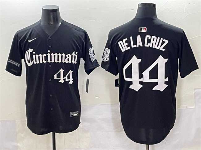 Men's Cincinnati Reds #44 Elly De La Cruz Black 'Gothic Queen City Edition' Vapor Premier Limited Stitched Baseball Jersey,We sell and wholesale Men's Cincinnati Reds #44 Elly De La Cruz Black 'Gothic Queen City Edition' Vapor Premier Limited Stitched Baseball Jersey on line form chian!