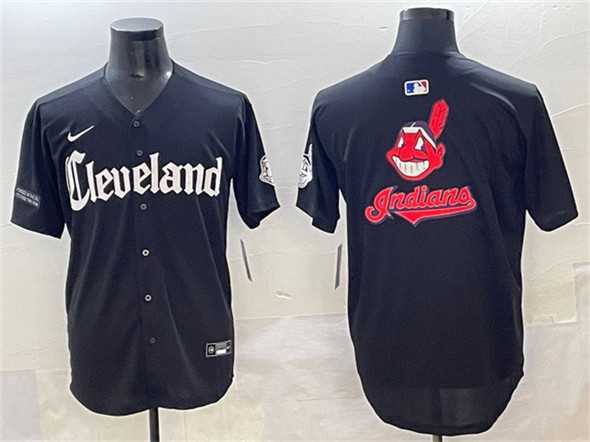Men's Cleveland Guardians Team Big Logo Black Gothic Vapor Premier Limited Stitched Baseball Jersey,We sell and wholesale Men's Cleveland Guardians Team Big Logo Black Gothic Vapor Premier Limited Stitched Baseball Jersey on line form chian!