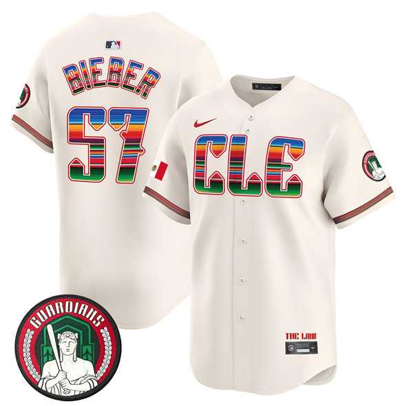 Men's Cleveland Guardians #57 Shane Bieber Cream Mexico Vapor Premier Limited Stitched Baseball Jersey Dzhi,We sell and wholesale Men's Cleveland Guardians #57 Shane Bieber Cream Mexico Vapor Premier Limited Stitched Baseball Jersey Dzhi on line form chian!