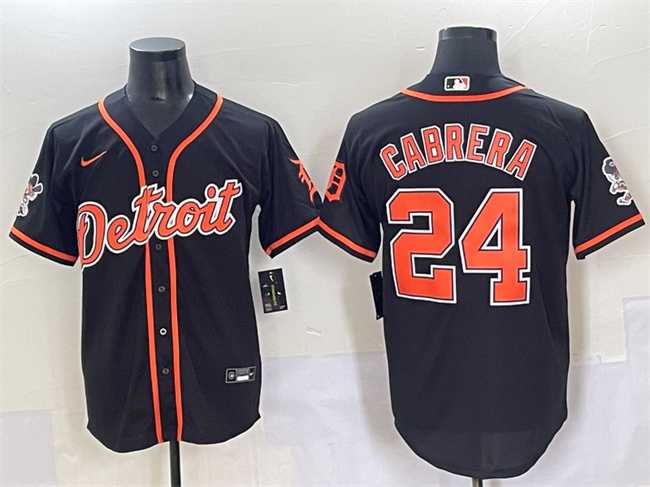 Men's Detroit Tigers #24 Miguel Cabrera Black With Patch Cool Base Stitched Baseball Jersey,We sell and wholesale Men's Detroit Tigers #24 Miguel Cabrera Black With Patch Cool Base Stitched Baseball Jersey on line form chian!