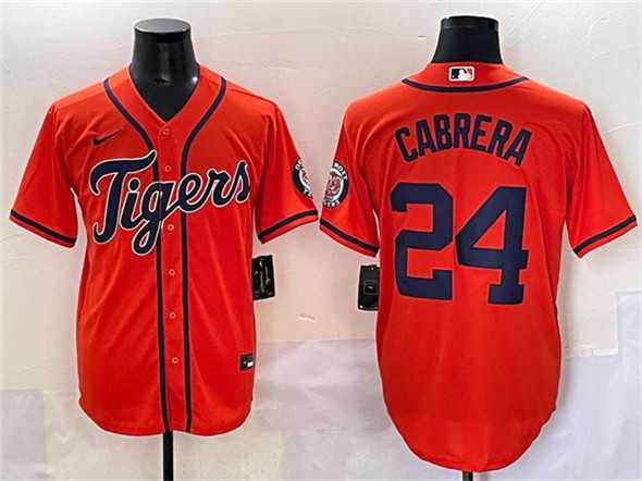 Men's Detroit Tigers #24 Miguel Cabrera Orange With Patch Cool Base Stitched Baseball Jersey,We sell and wholesale Men's Detroit Tigers #24 Miguel Cabrera Orange With Patch Cool Base Stitched Baseball Jersey on line form chian!