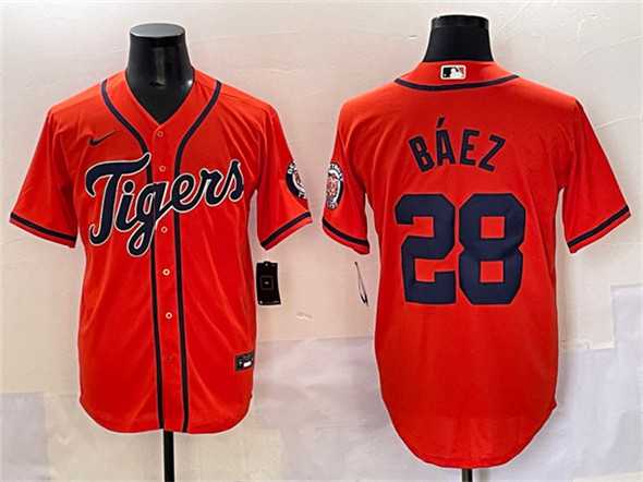 Men's Detroit Tigers #28 Javier Baez Orange With Patch Cool Base Stitched Baseball Jersey,We sell and wholesale Men's Detroit Tigers #28 Javier Baez Orange With Patch Cool Base Stitched Baseball Jersey on line form chian!