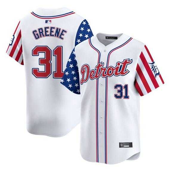 Men's Detroit Tigers #31 Riley Greene White 2025 Independence Day Vapor Premier Limited Stitched Baseball Jersey Dzhi,We sell and wholesale Men's Detroit Tigers #31 Riley Greene White 2025 Independence Day Vapor Premier Limited Stitched Baseball Jersey Dzhi on line form chian!