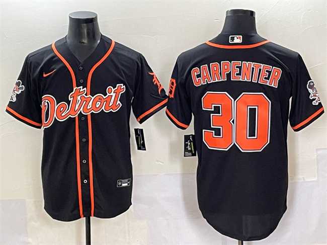 Men's Detroit Tigers #30 Kerry Carpenter Black With Patch Cool Base Stitched Baseball Jersey,We sell and wholesale Men's Detroit Tigers #30 Kerry Carpenter Black With Patch Cool Base Stitched Baseball Jersey on line form chian!